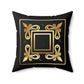 Black and Gold Squares and Ribbons Spun Polyester Square Pillow