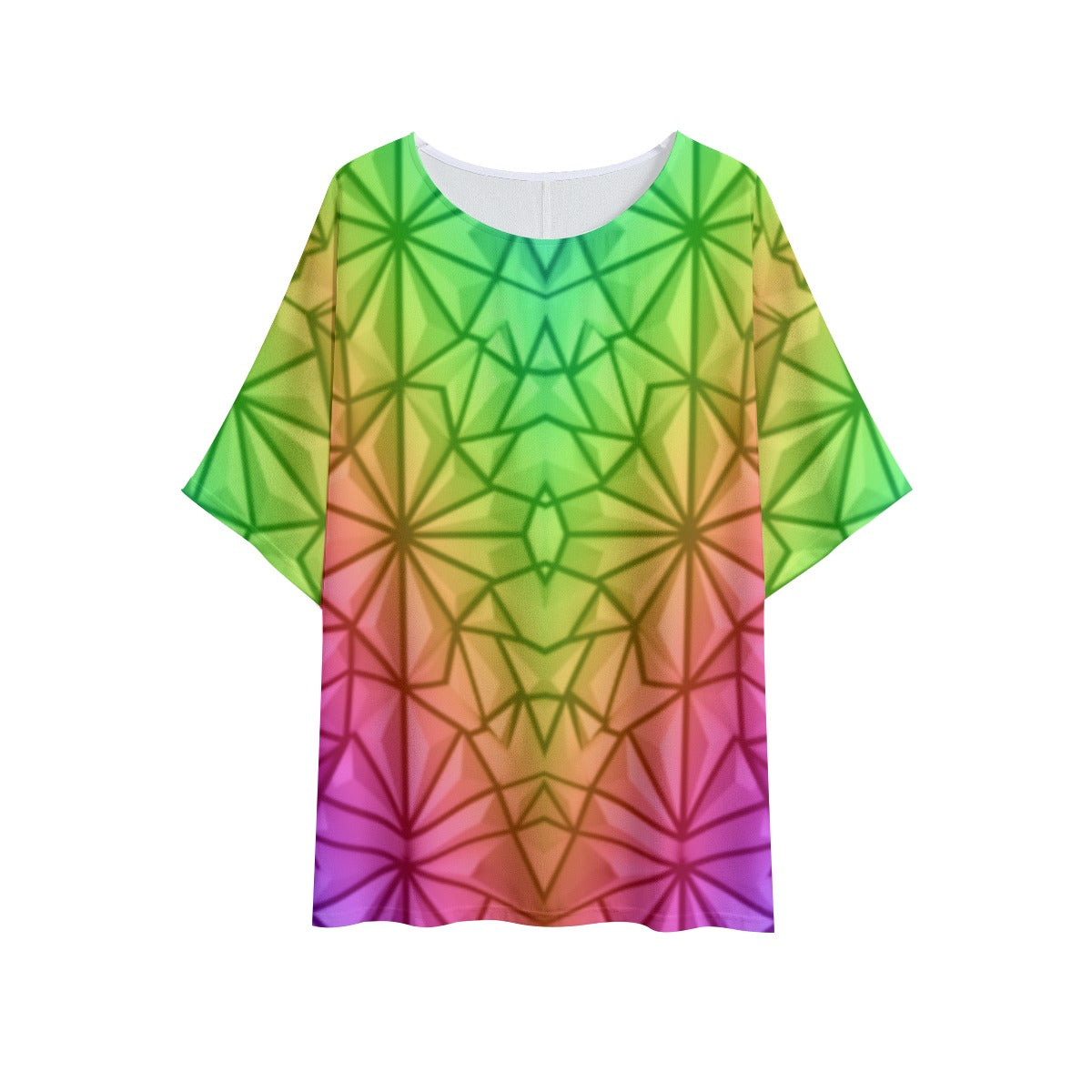 Rainbow Web T-shirt with Bat Sleeve