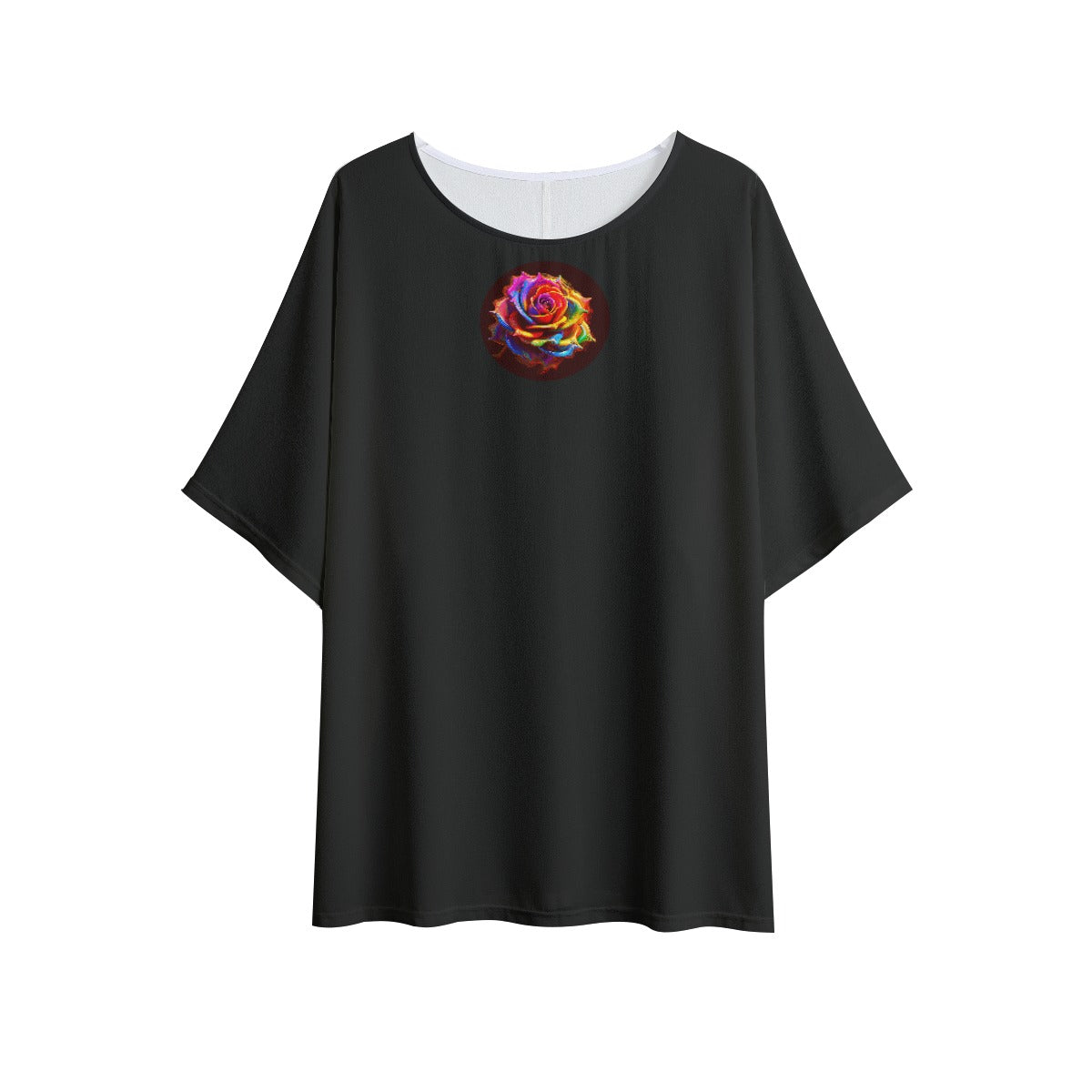 Rainbow Rose  T-shirt with Bat Sleeve