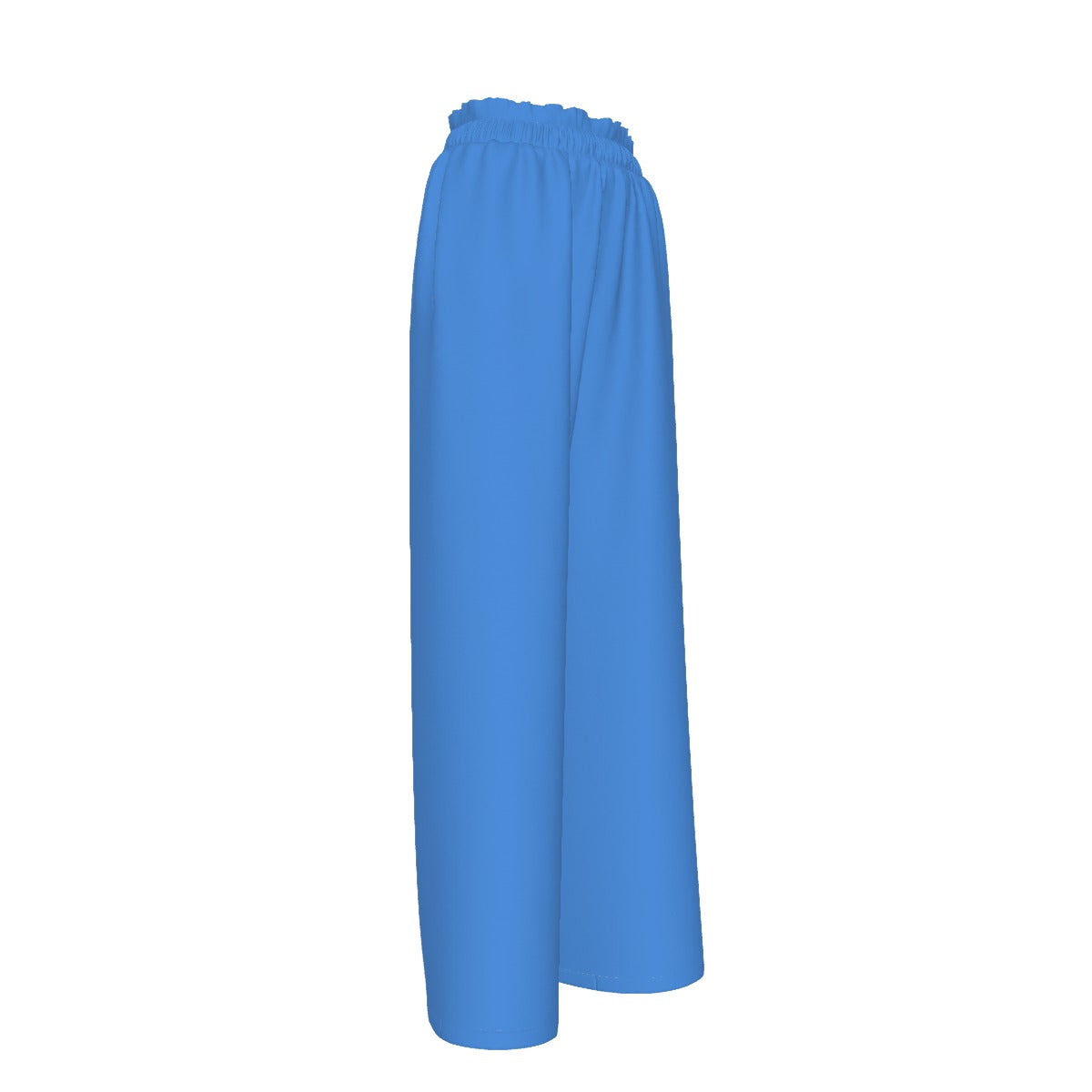 Medium Blue Faux Silk Wide-Leg Pants