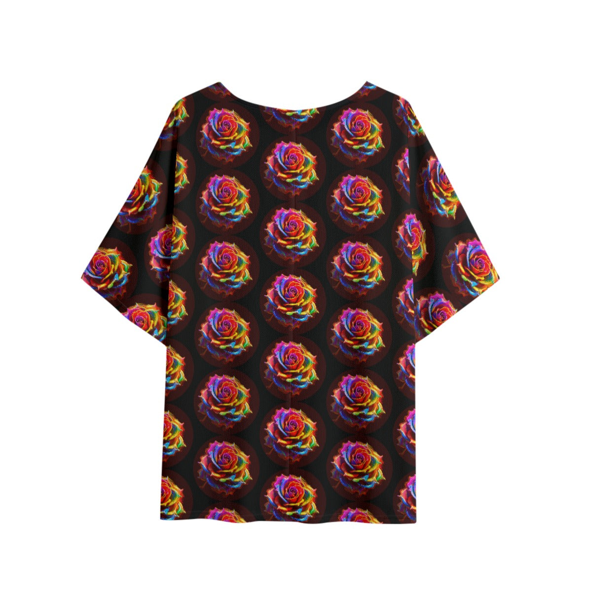 Rainbow Rose T-shirt with Bat Sleeve