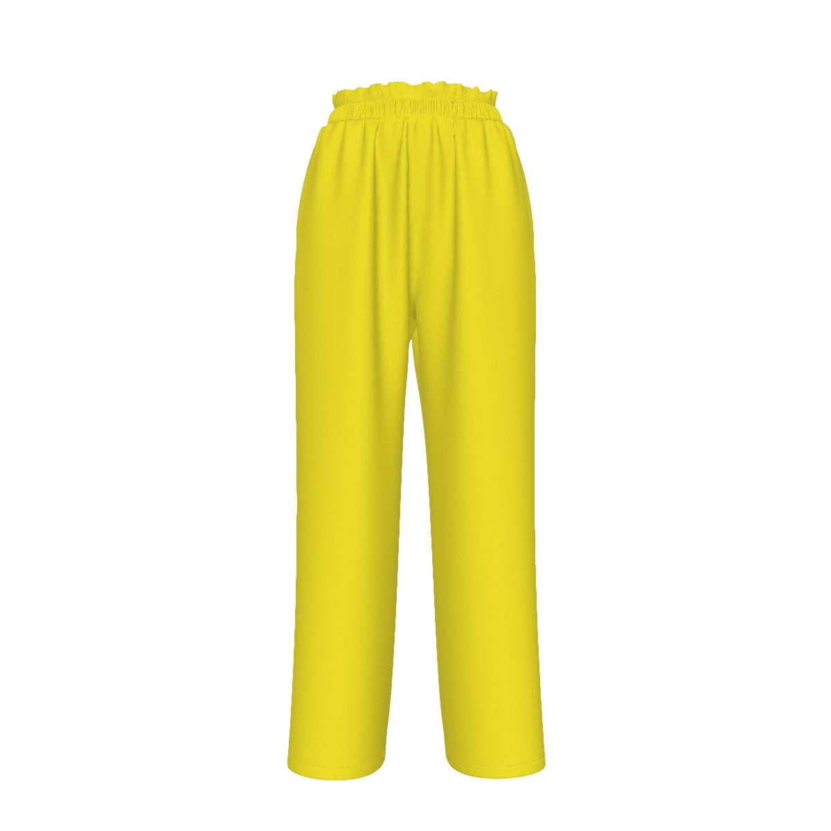 Yellow  Faux Silk Wide-Leg Pants