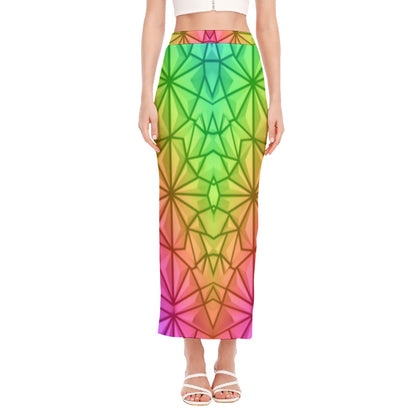 Rainbow Web Side Slit Skirt