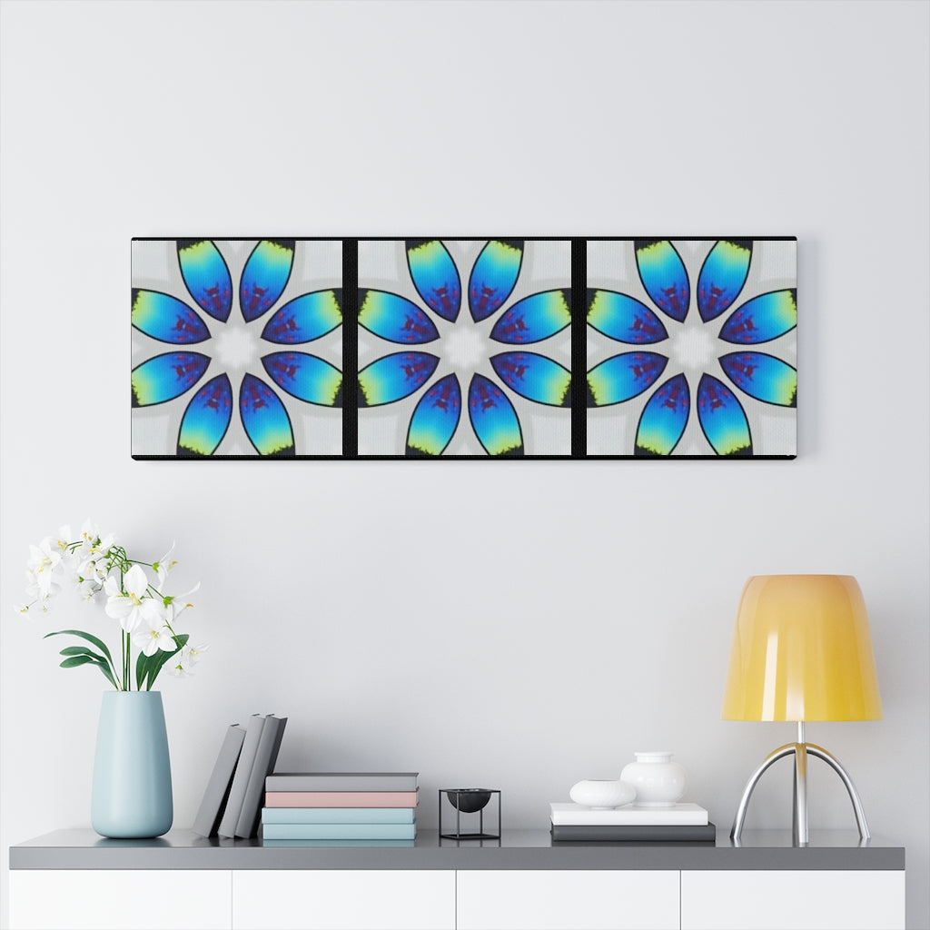 Tribal Blue Flower Pattern Canvas Gallery Wrap Print