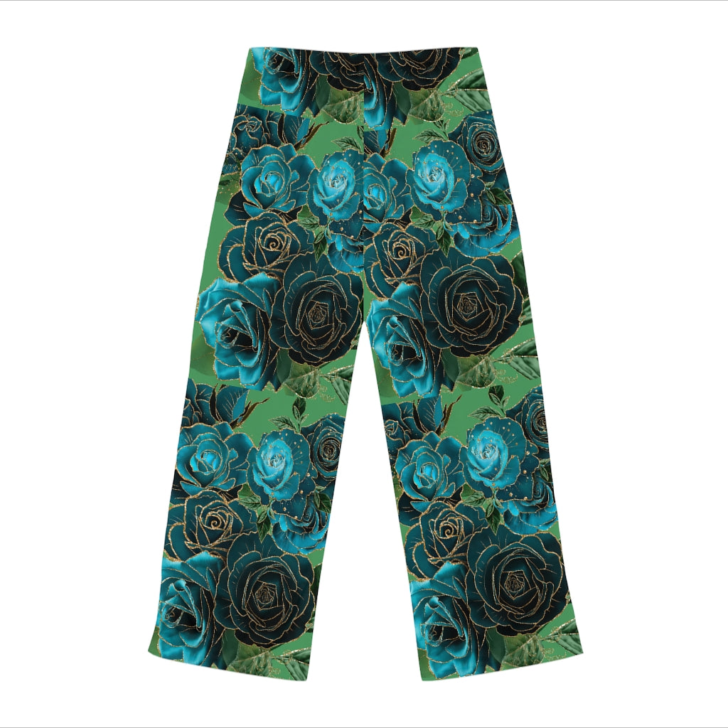 Teal Roses - Women's Pajama Pants (AOP)