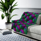 Green and Purple Hexagons - Velveteen Plush Blanket