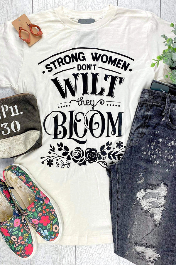 Strong Women Bloom Grapic Plus Size Tee