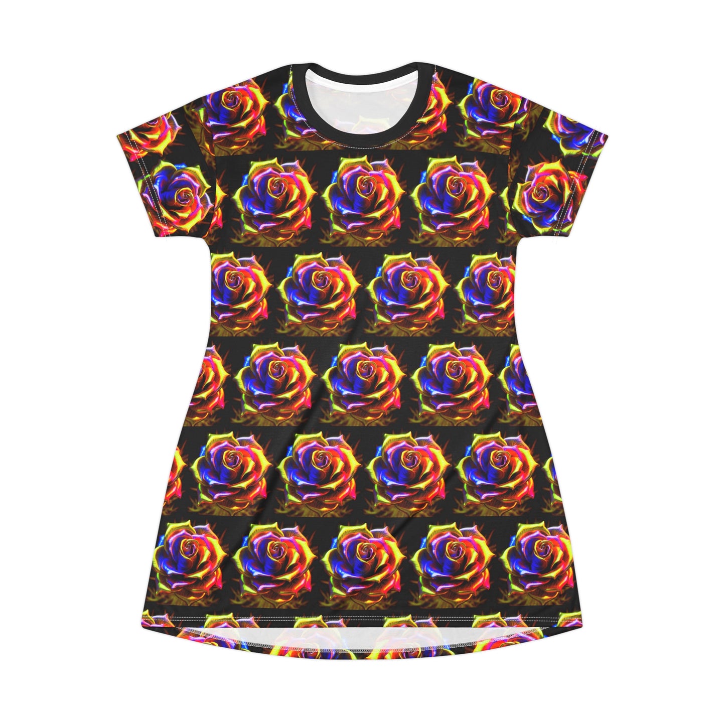 Rainbow Rose T-Shirt Dress