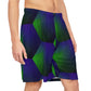 Green and Purple Hexagons - Basketball Shorts