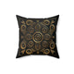 Black and Gold Circles and Diamonds Filigree Spun Polyester Square Pillow