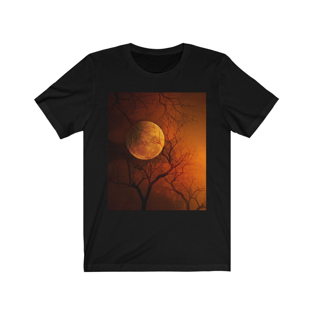 Orange & Black Halloween Moon Unisex Jersey Short Sleeve Tee