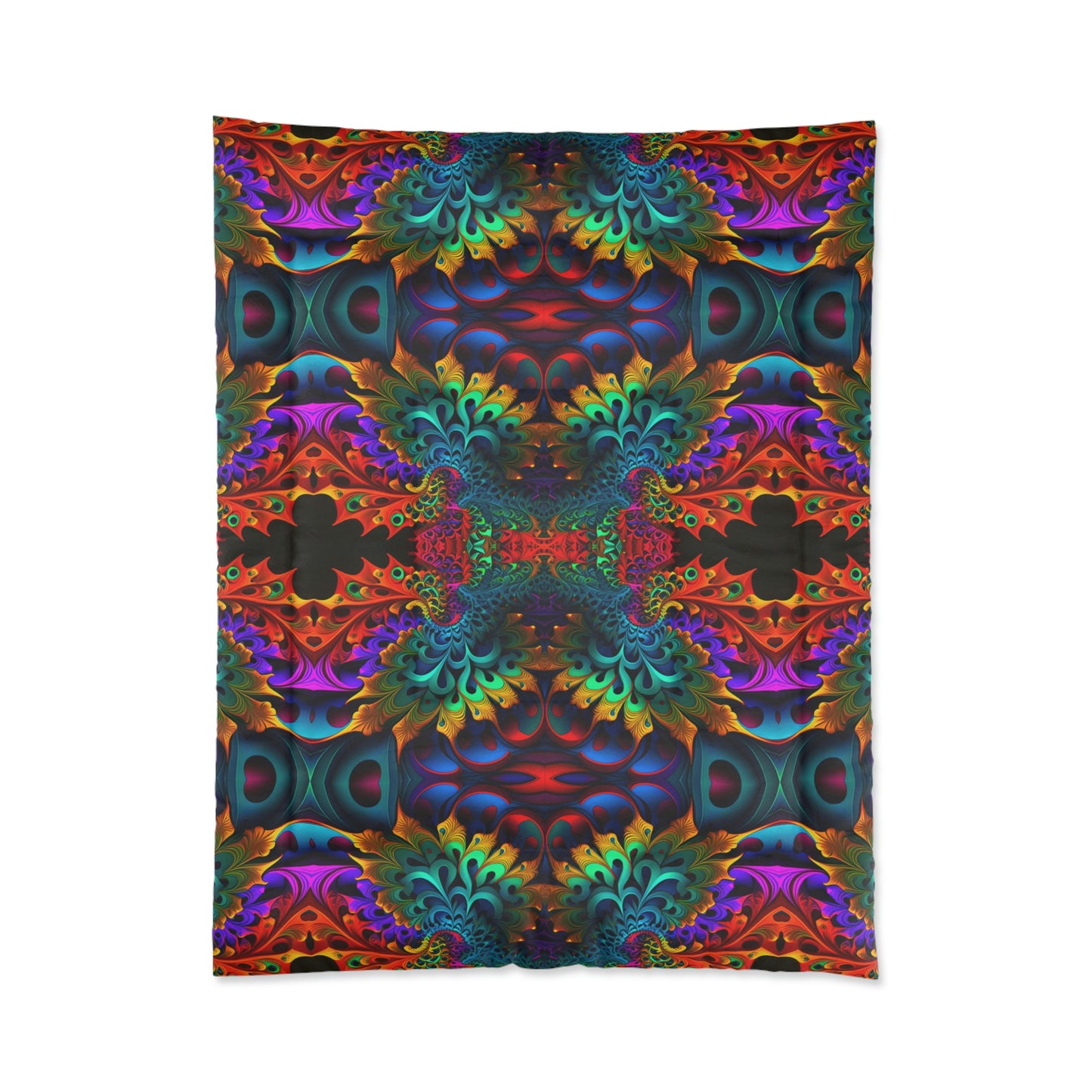 Red, Green, and Blue Lacy Fans Comforter