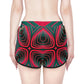 Red, Black, and Gray Flower Motif - Women's Relaxed Shorts (AOP)