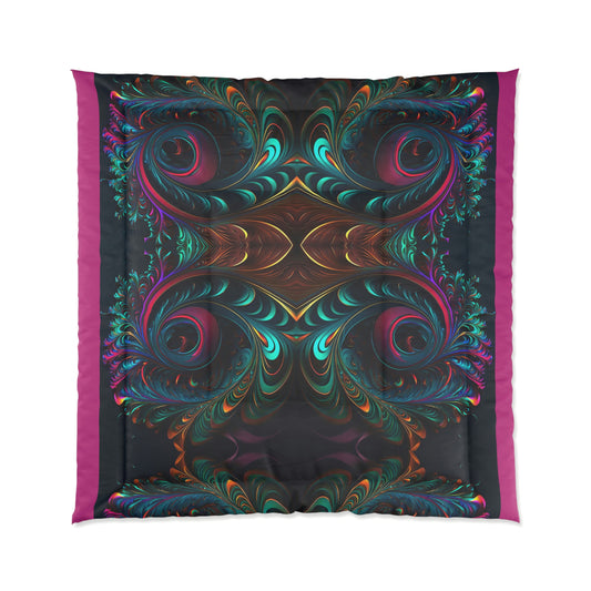 Gold, Pink and Teal Plumes Comforter