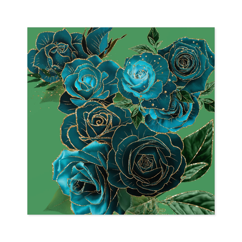 Teal Roses - Square Stickers, Indoor\Outdoor