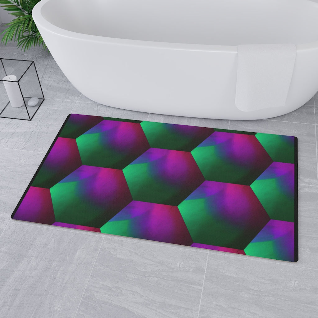 Green and Purple hexagons - Floor Mat
