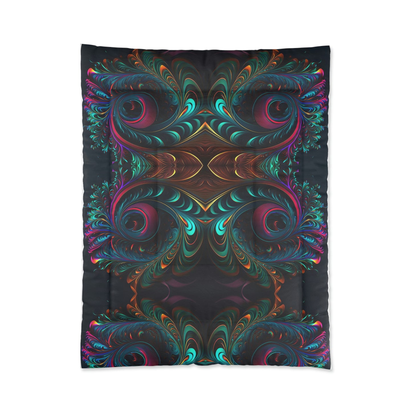 Gold, Pink and Teal Plumes Comforter