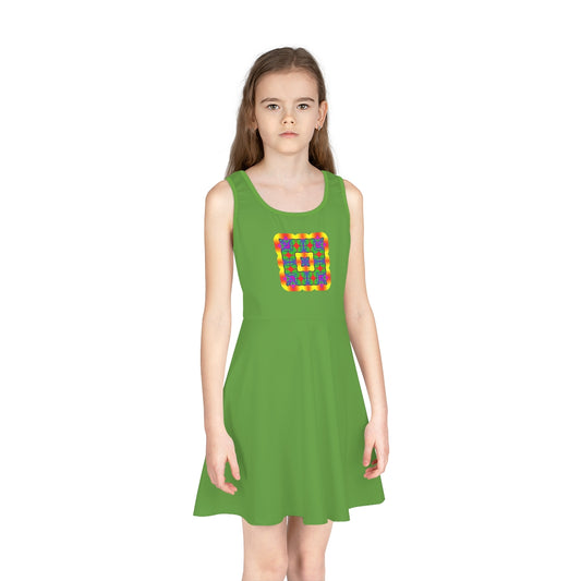 Green and Yellow - Girls' Sleeveless Sundress (AOP)