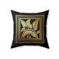 Black and Gold Leaves Spun Polyester Square Pillow