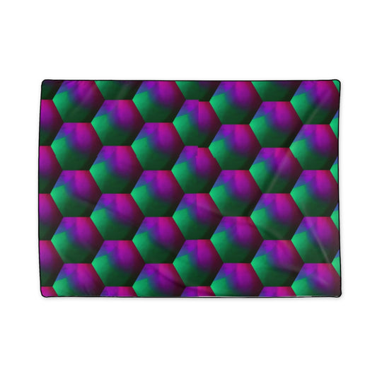 Green and Purple Hexagons - Polyester Blanket