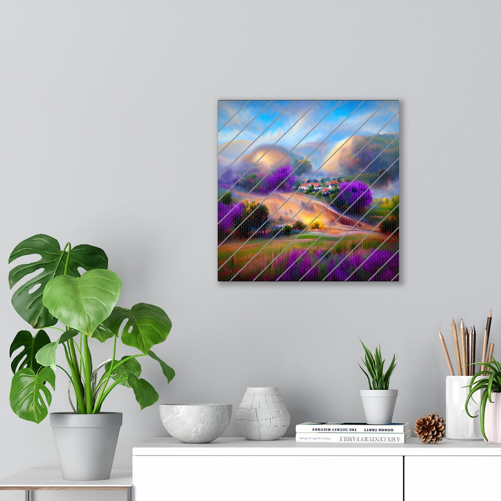Lavender Hills with Rain - Canvas Gallery Wrapped Print