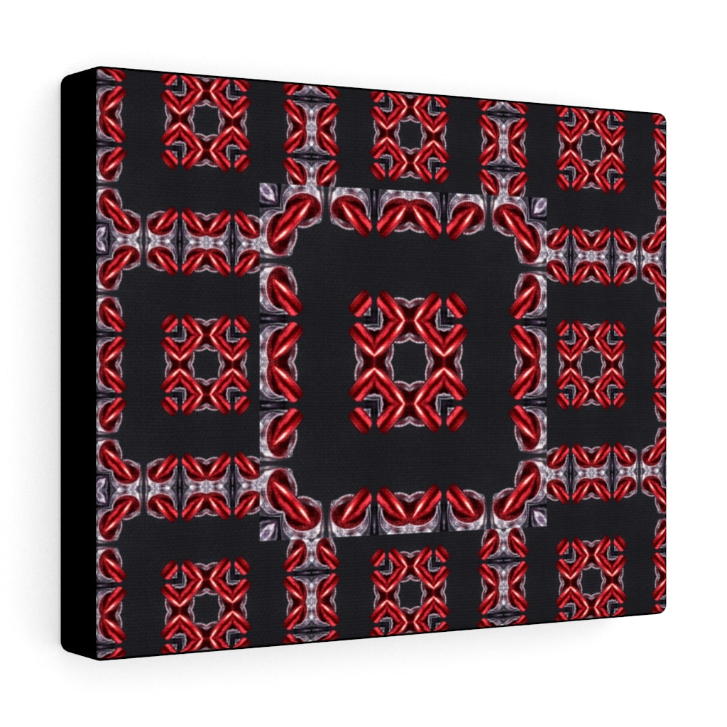 Red and Black Square Tapestry Print on Canvas Gallery Wraps
