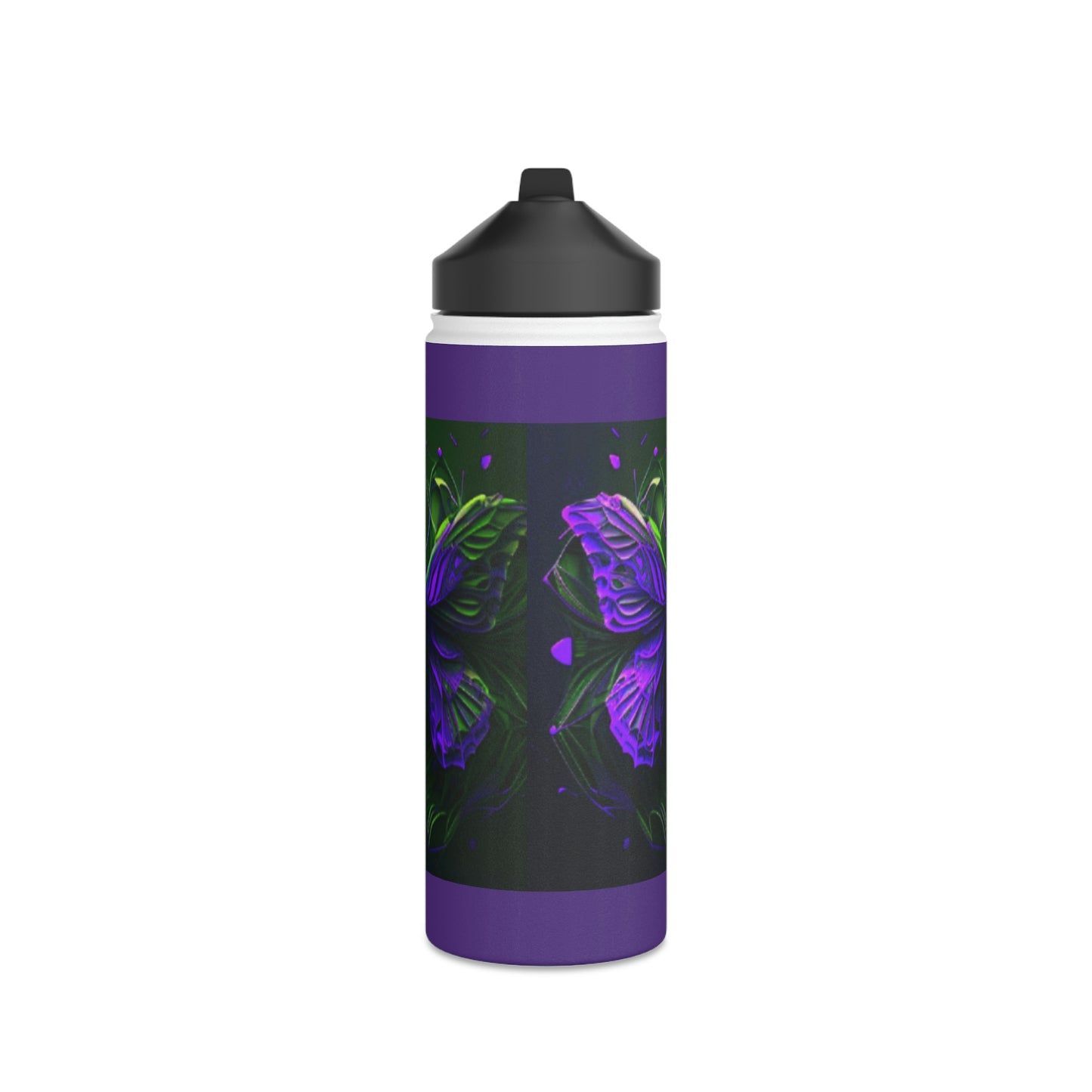 Purple Butterfly - Stainless Steel Water Bottle, Standard Lid - 3 sizes