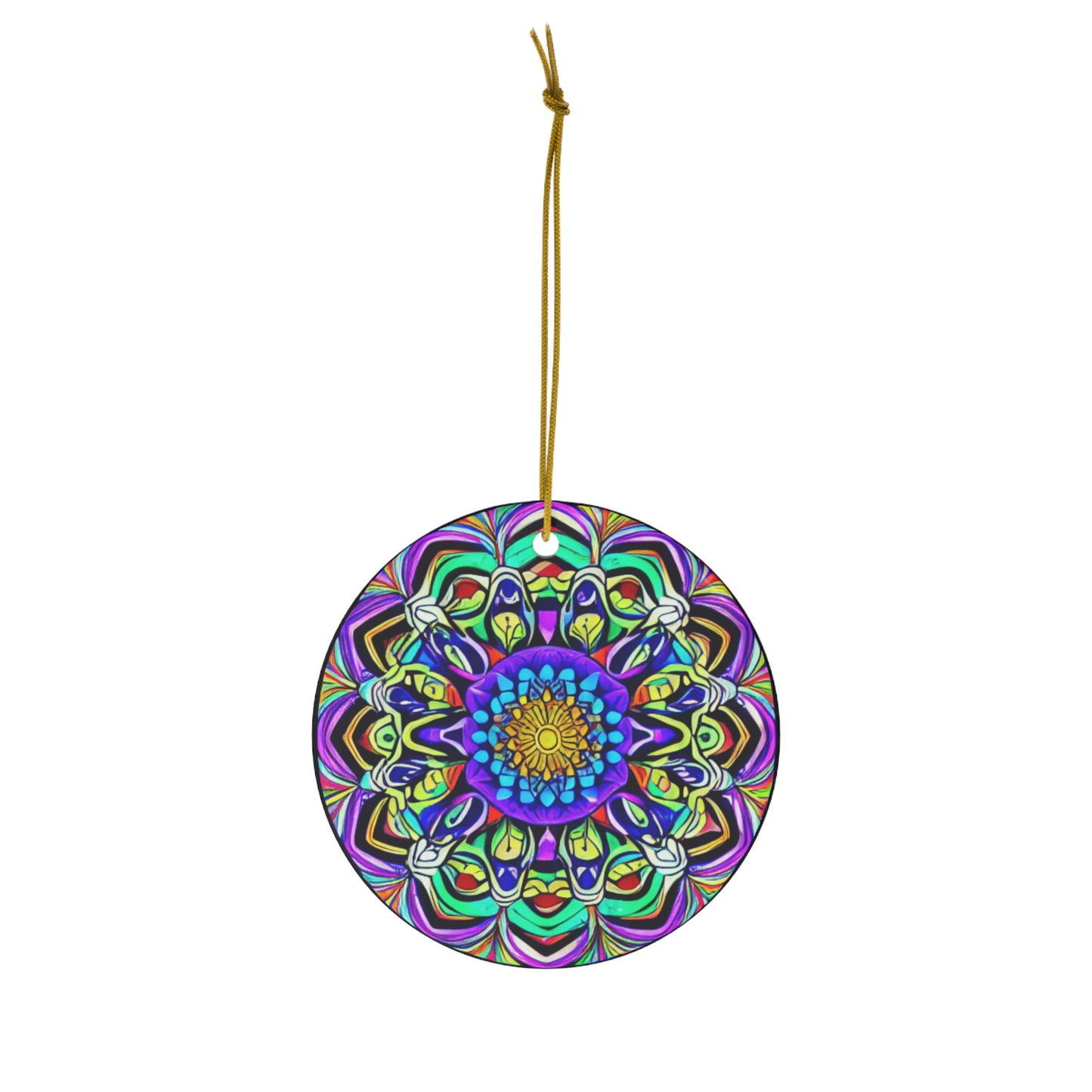 Green and Lavender Mandala Ceramic Ornament, 1-Pack