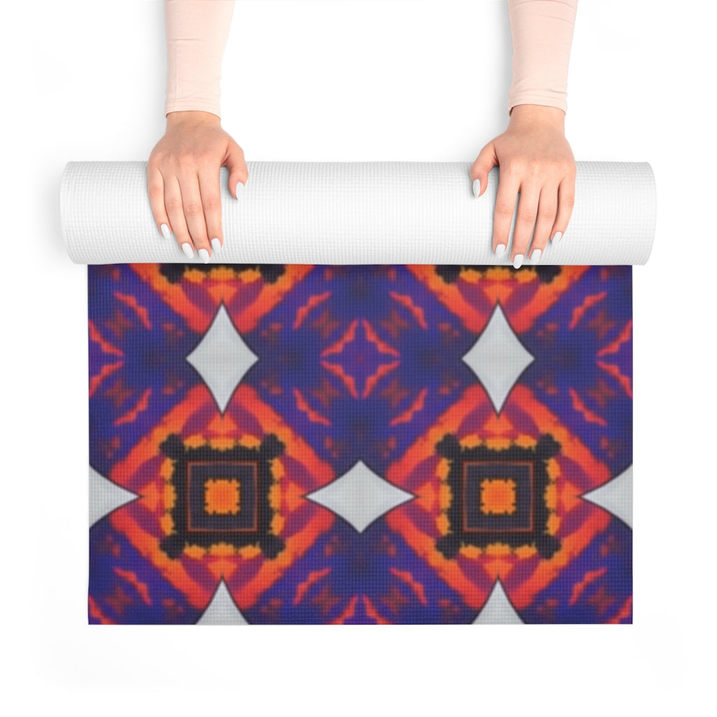 Red, Blue and Black Diamond Pattern - Foam Yoga Mat