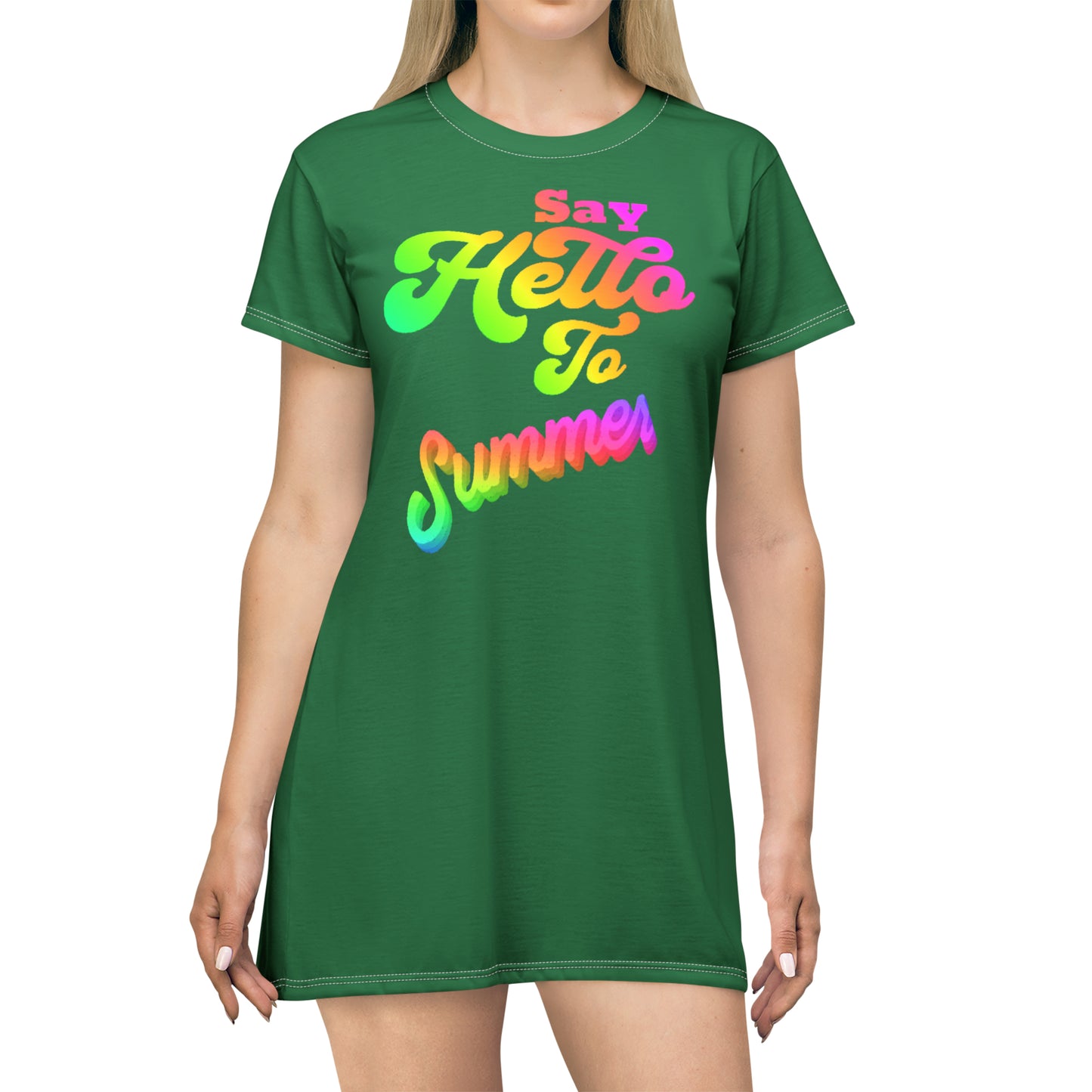 Say Hello to Summer T-Shirt Dress (AOP)