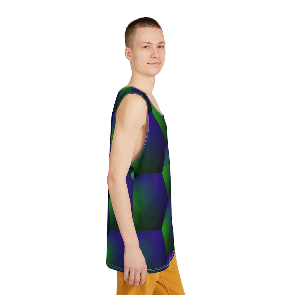 Green and Purple Hexagons - Men's All Over Print Tank