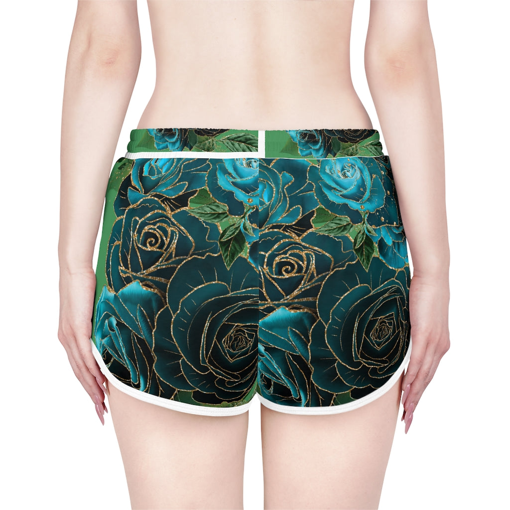 Teal Roses - Women's Relaxed Shorts (AOP)