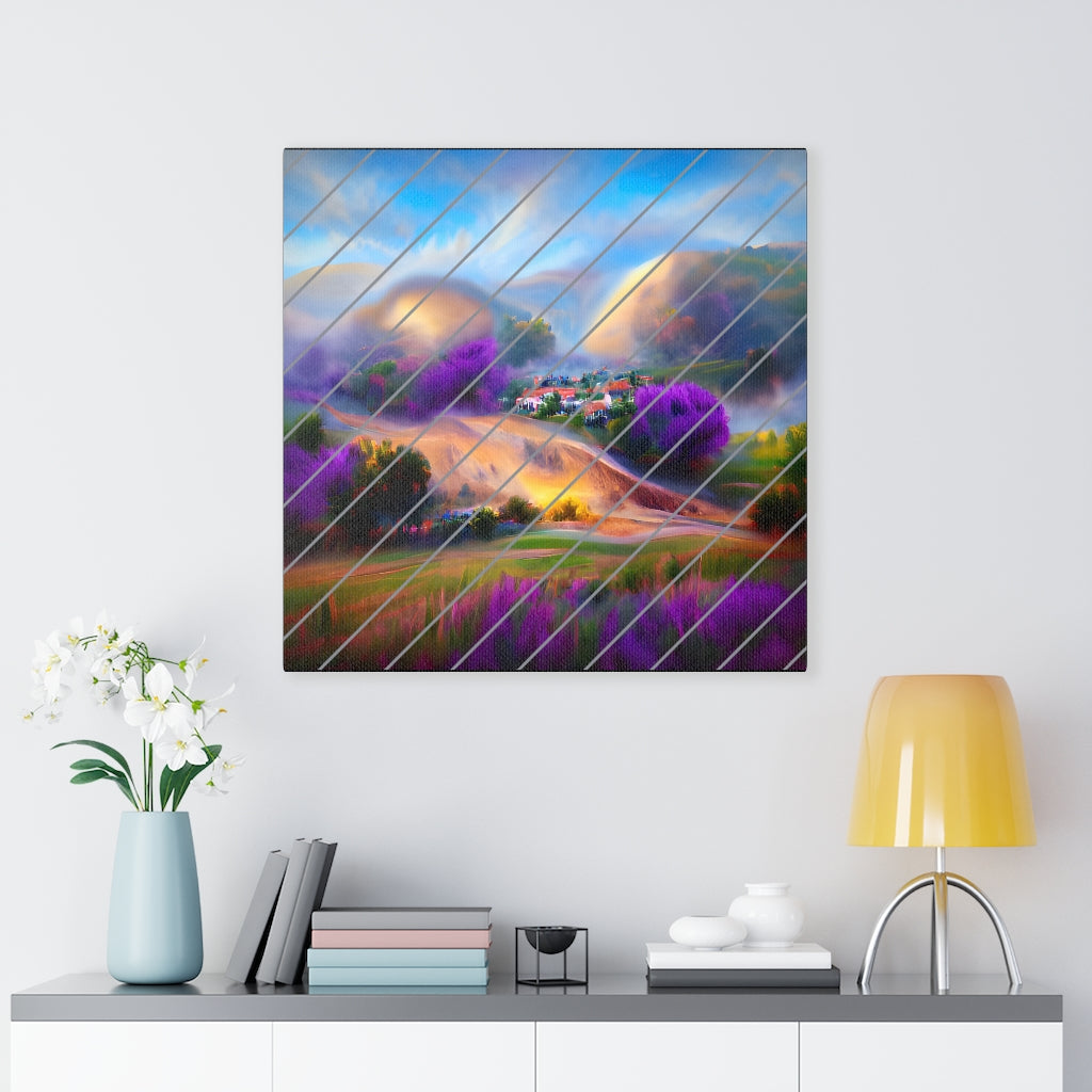 Lavender Hills with Rain - Canvas Gallery Wrapped Print