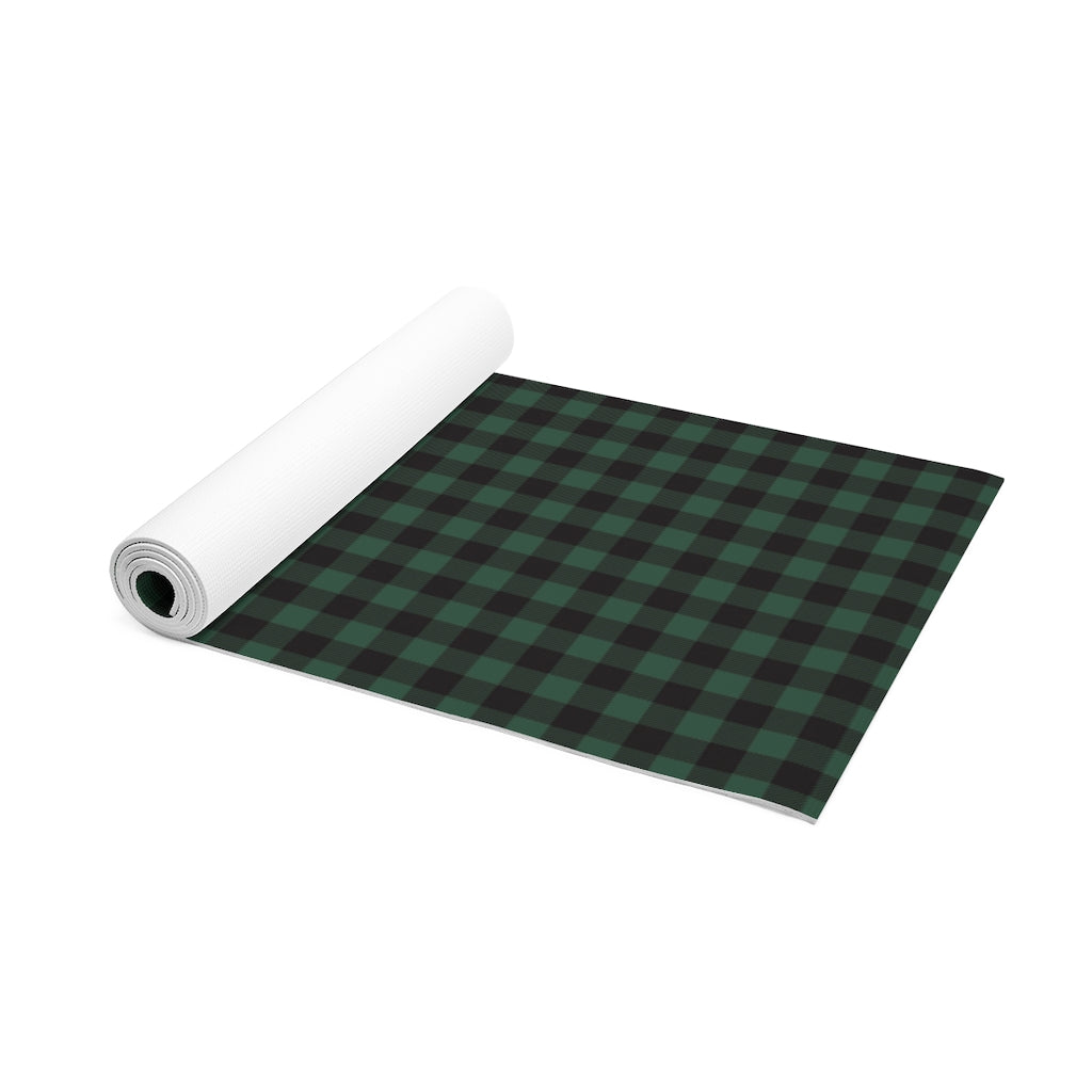 Dark Green Check - Foam Yoga Mat