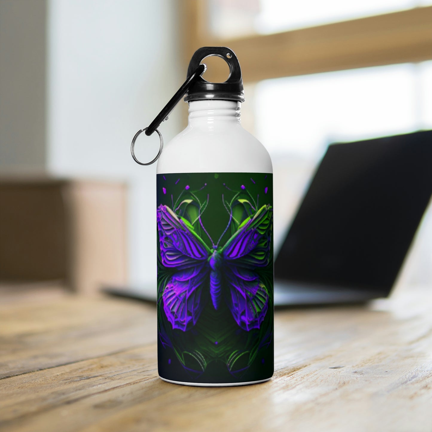 Purple Butterfly Stainless Steel Water Bottle