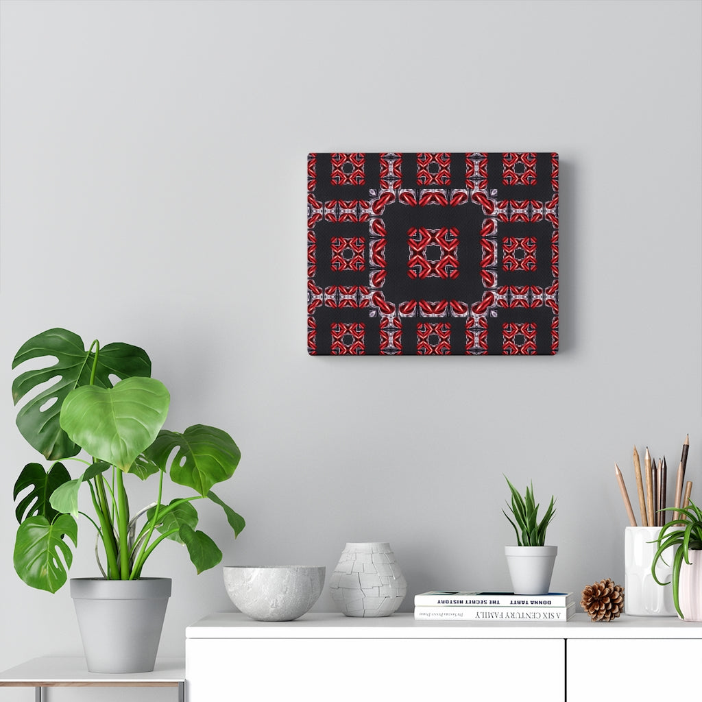 Red and Black Square Tapestry Print on Canvas Gallery Wraps