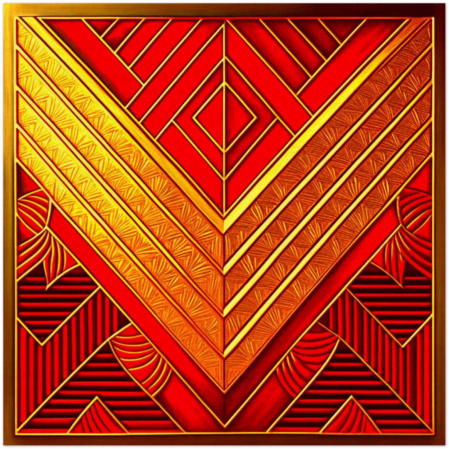 Red and Gold V Wood Prints